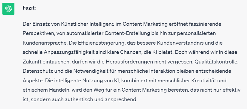 Fazit zu KI im Content Marketing